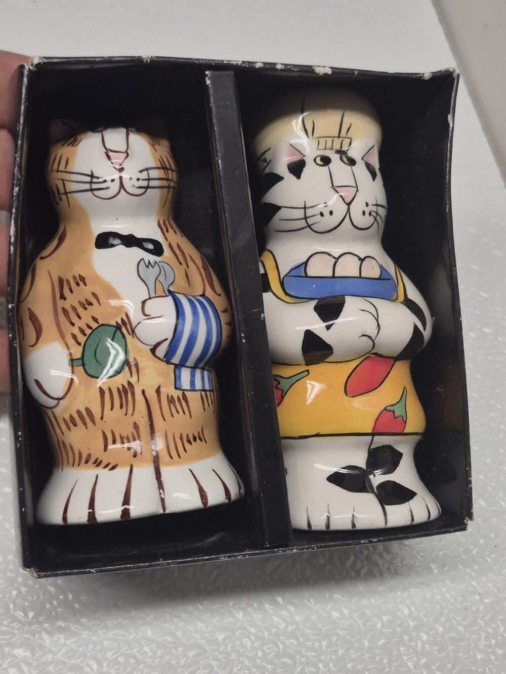 Candance Reiter Designs Catzilla Chef Cats Ceramic Salt & Pepper Shakers w/Box